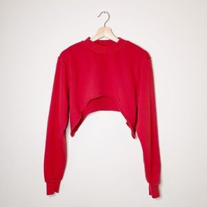 Aiello By Frankies Bikinis Super Cropped Red Sweatshirt